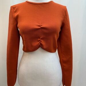Zara Burnt Orange Long Sleeve Crop Top S